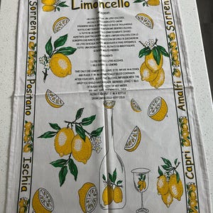 Theedoek limoncello | Limoncello-recept | Zelfgemaakte cadeaus voor de limoncellomaker | Italiaanse cadeaus | Grote theedoek | Sorrento Amalfikust citroen