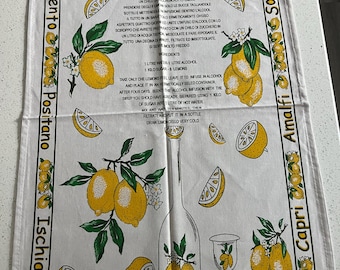 Theedoek limoncello | Limoncello-recept | Zelfgemaakte cadeaus voor de limoncellomaker | Italiaanse cadeaus | Grote theedoek | Sorrento Amalfikust citroen