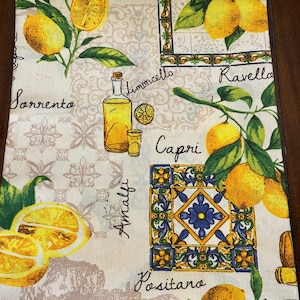 Limoncello Tablecloth Majolica Tile Made in Italy Limone Sorrento
