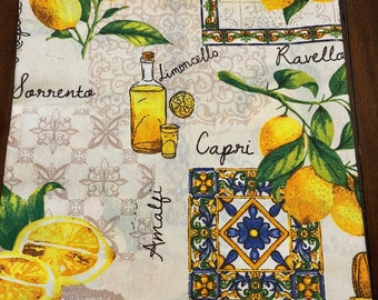 Limoncello Tablecloth Majolica Tile Made in Italy Limone Sorrento