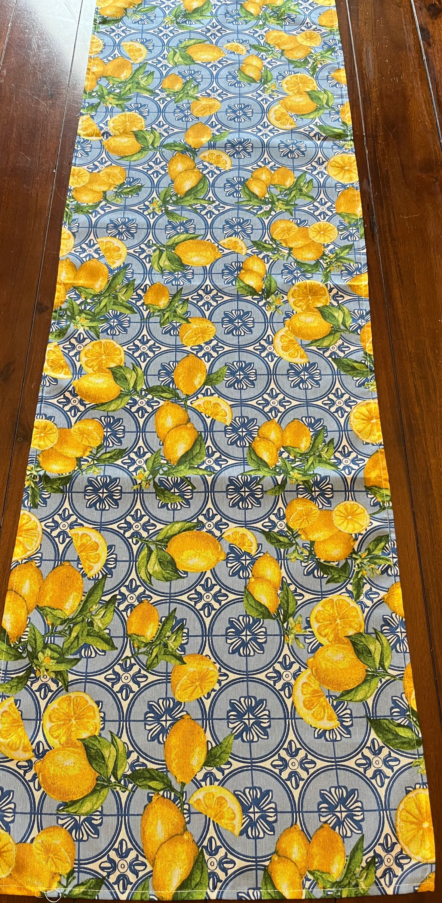 Lemon Table Runner Made in Italy 40x135cm Blue Majolica Tiles Etsy