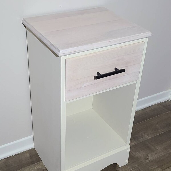 Whitewash Bedside Table Etsy