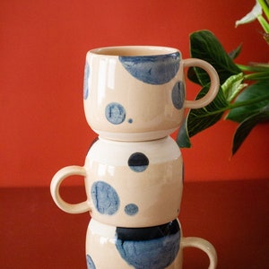 Handmade Coffee Mug | Blue Moon Series Castoe Pots Mug | 16 oz. Large Pottery Mug | Modern Artisan Mug | Ceramic Mug and Cup