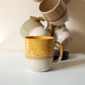 Speckled Ceramic Mug | Color Block Pottery Mug | Color Block Mug | Handmade Pottery Mug | Wheel-Thrown Modern Mug