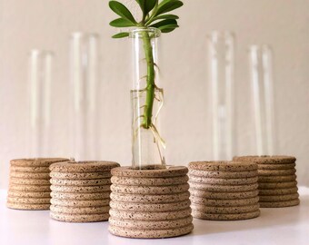 Handmade Ceramic Propagation Test Tube Stand | Textured Raw Clay Propagation Stand | Handcrafted Plant Display | Modern Ceramic Plant Stand