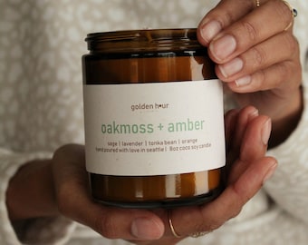 Oakmoss + Amber 8oz Coconut Soy Wax Candle
