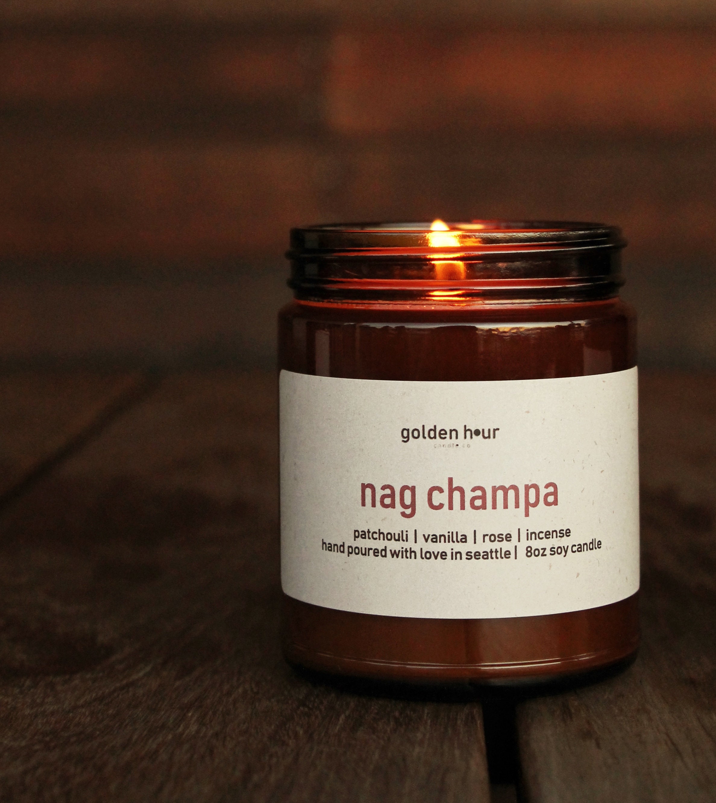 Nag Champa 8oz Coconut Soy Wax Candle Patchouli Vanilla Rose Scented Candle  Indian Incense Candle Gift for Her / Him 