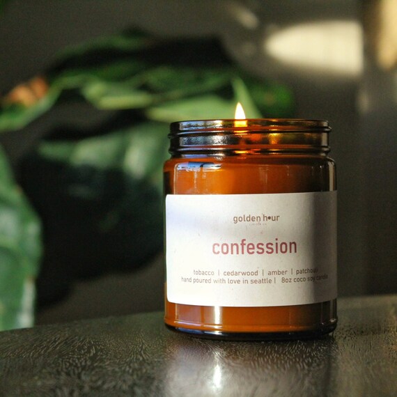 TOBACCO AND PATCHOULI AMBER JAR CANDLE TOBACCO AND PATCHOULI AMBER JAR CANDLE