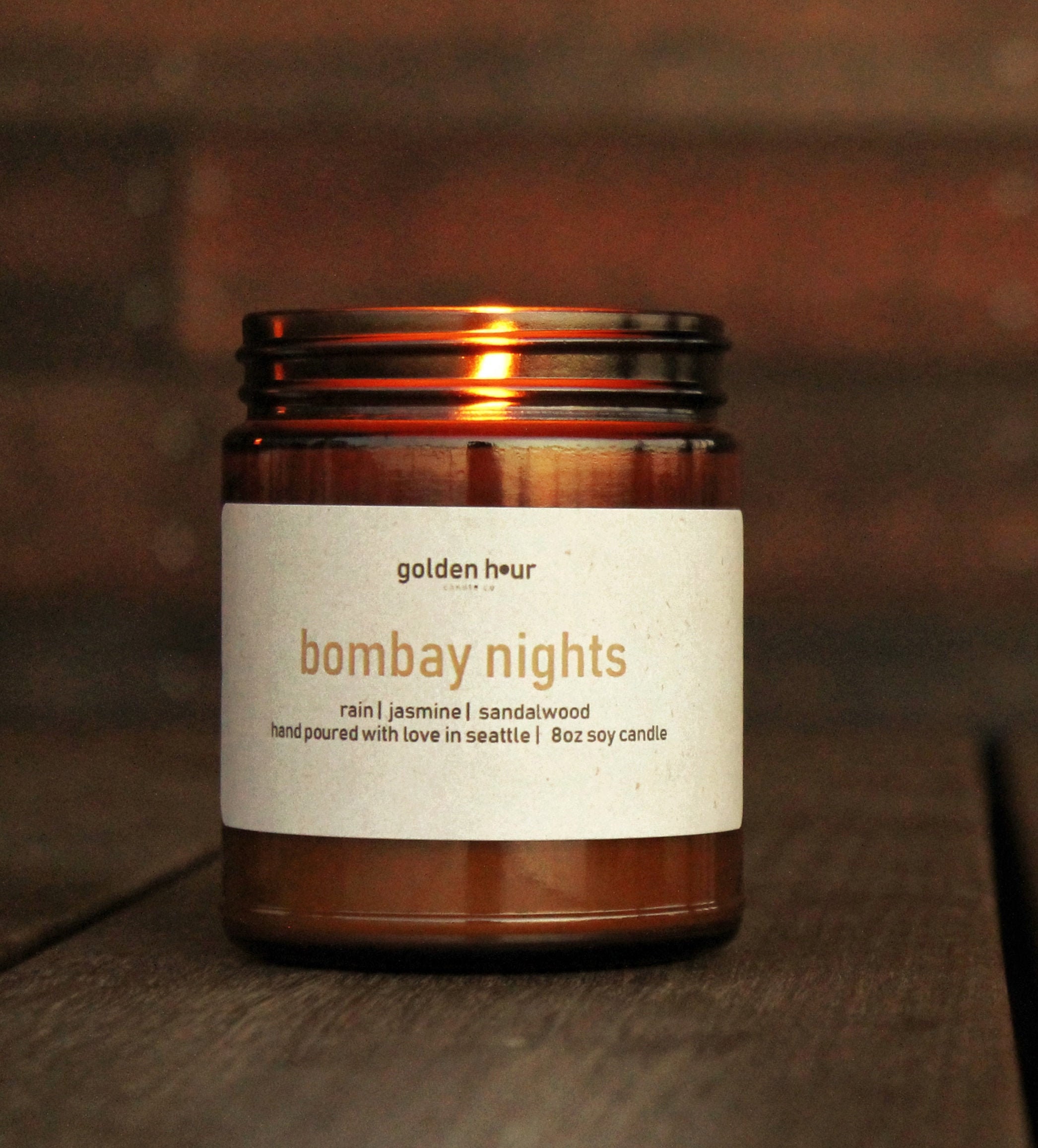 Bombay Nights Candle: Jasmine, Rain & Sandalwood - 8oz Coconut Soy