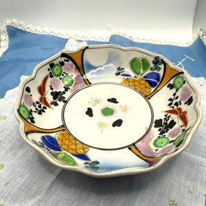 Antique Hand Painted Japanese Imari Bowl with Butterflies, 6 Inches Wide