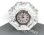 Beautiful Waterford Crystal Small Desk Clock, Octagon Shape, with Original Box