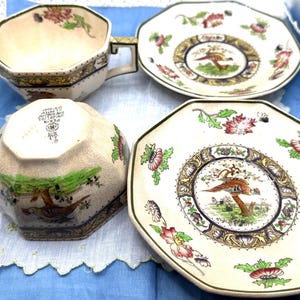 Royal Doulton Pekin Pheasant Teacup & Saucer Set: Art Deco England (1916-1922)