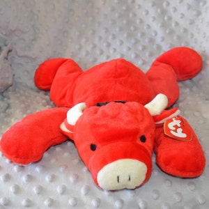 Vintage Ty Pillow Pal  &quot;Red the Bull&quot; with tags, retired, New, Soft and cuddly.