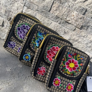 Flower Embroidered Side Bags