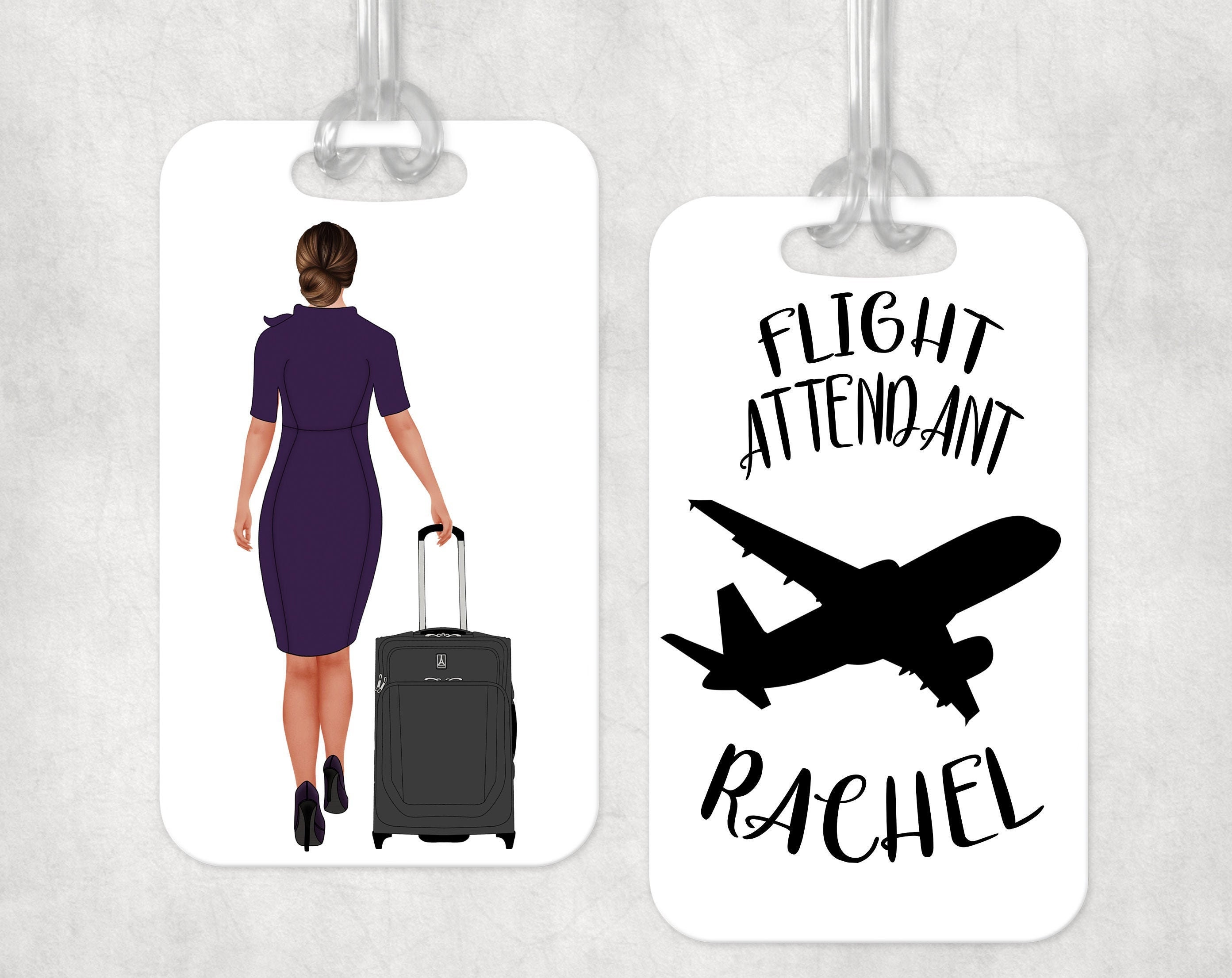Purple Flight Attendant Luggage Tags Etsy