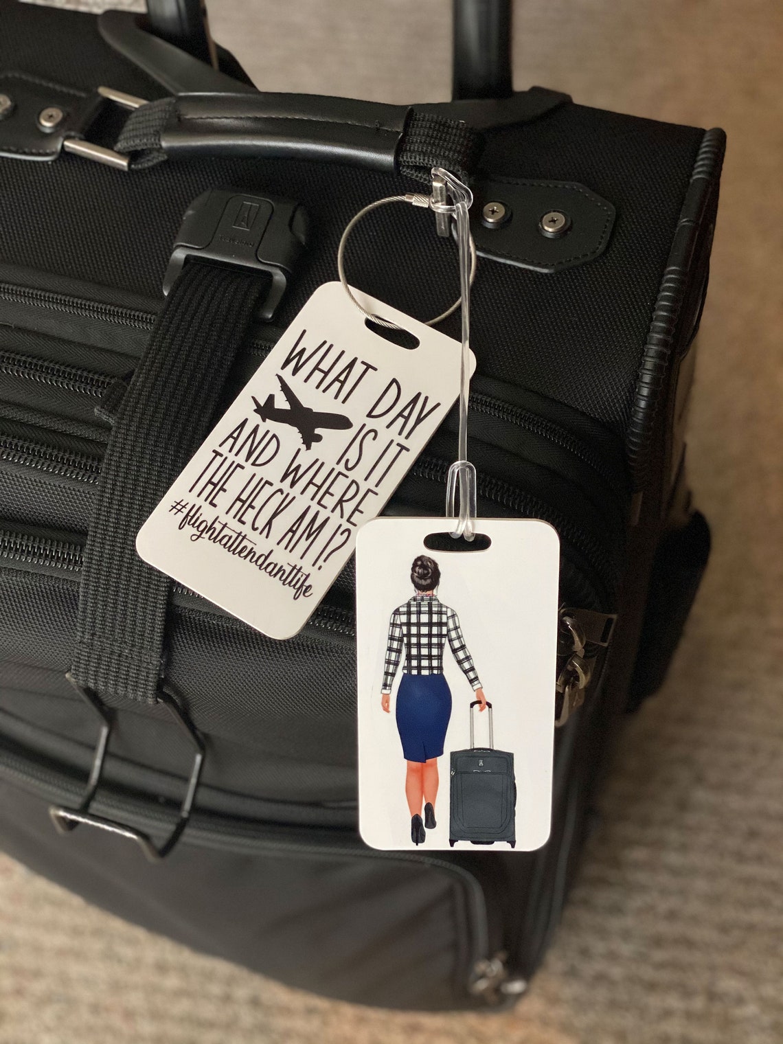 Blue AA Flight Attendant Luggage Tag Etsy