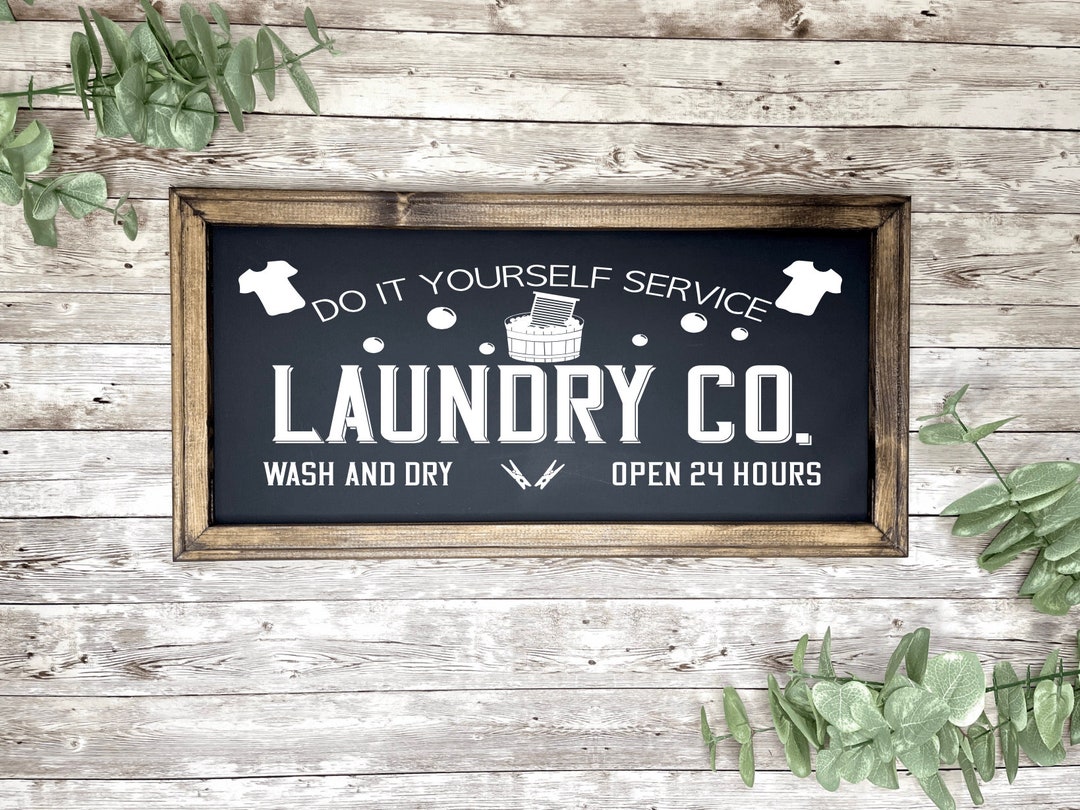 Do It Yourself Laundry Room Black Reverse Canvas Sign/laundry Etsy