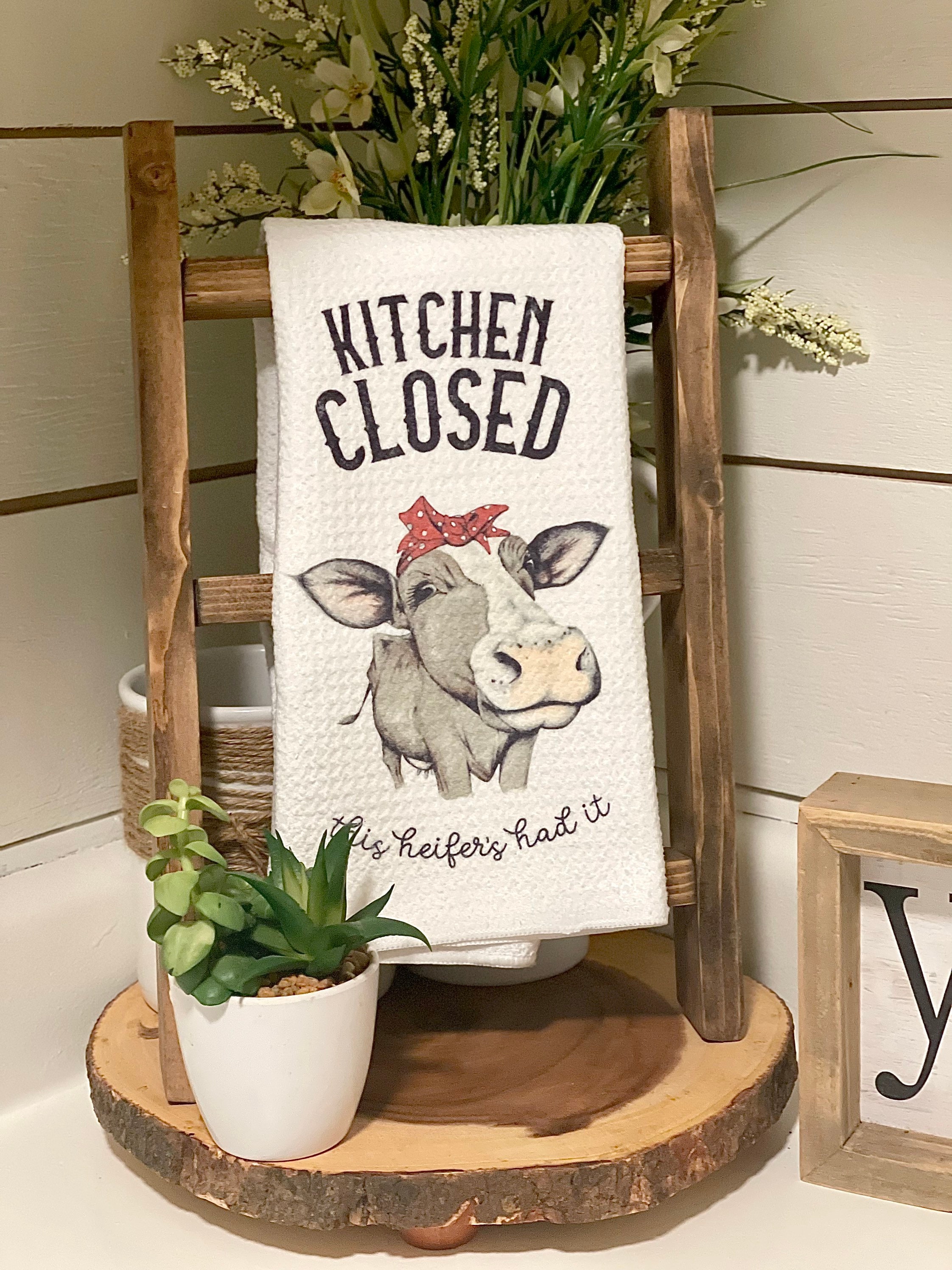 Cow kitchen closed waffle weave towel/kitchen decor / cow Etsy
