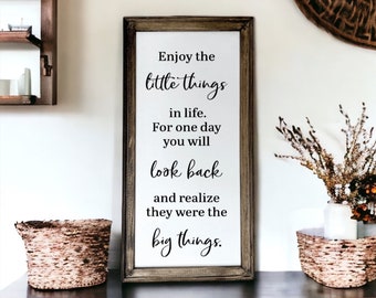 Enjoy the little things reverse canvas sign/wall decor /living room/ hallway signs