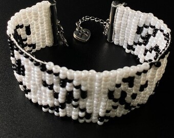 two dog bracelet cuff, bead woven bracelet