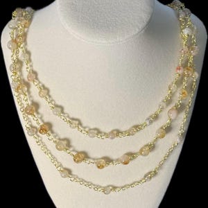 3 Strand Citrine Necklace – Layered Yellow Gemstone Statement Necklace – November Birthstone Jewelry – Boho Chic Gift for Her
