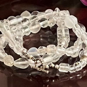 glass beaded necklace, convertable necklace/bracelet, silver toggle clasp, arthritis friendly jewelry