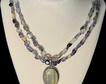 Rainbow Fluorite Multi-Strand Necklace – Healing Crystal Jewelry
