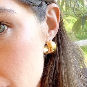 Gold Plated, Chunky Hoop Earrings, Gold Plated Stud Earrings, Chunky Gold Hoops, Small Gold Hoops, Minimalist, Gold Earrings, Christmas Gift