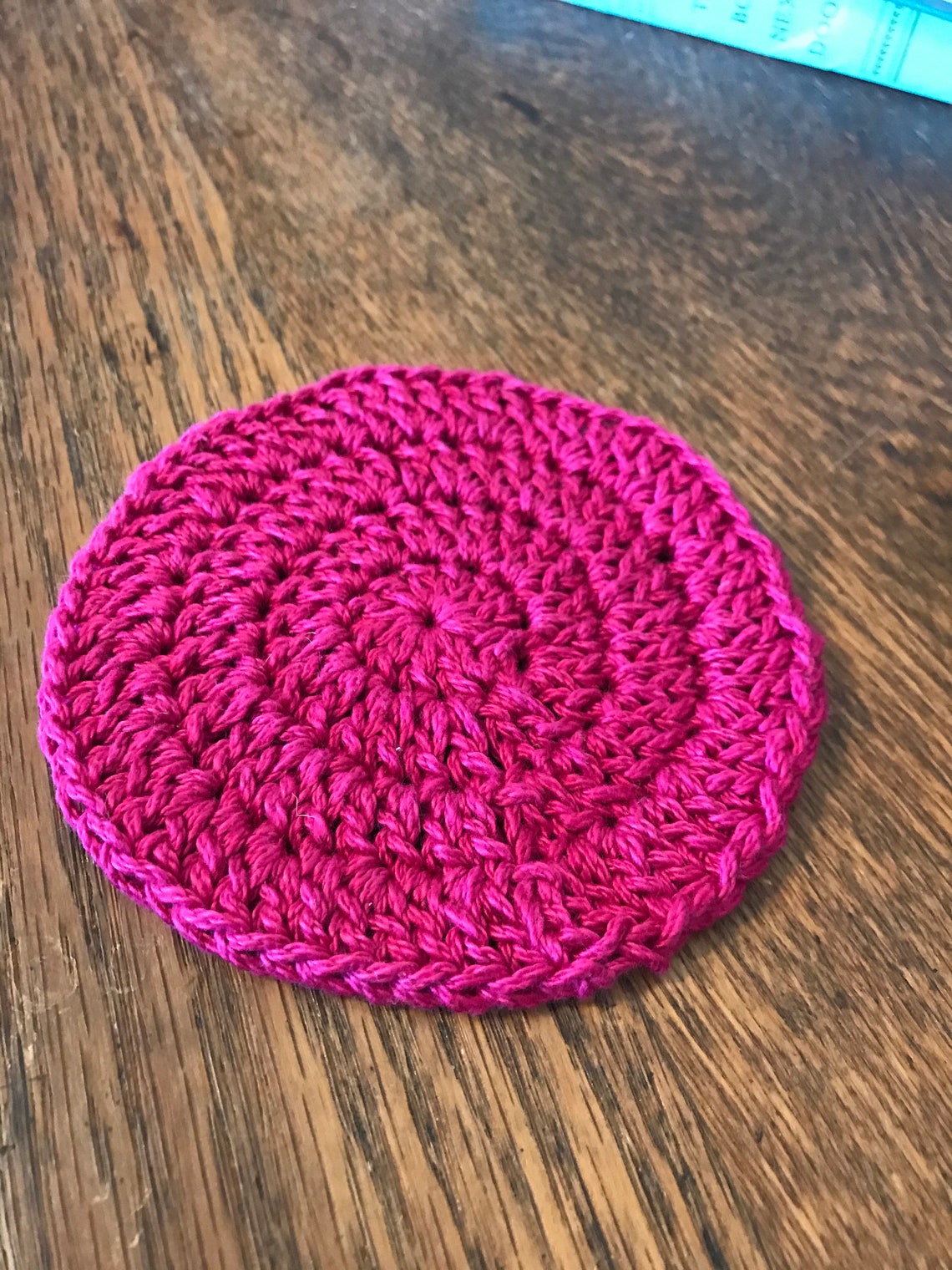 Set of 4 Crocheted Cotton Yarn Pink Coasters Etsy