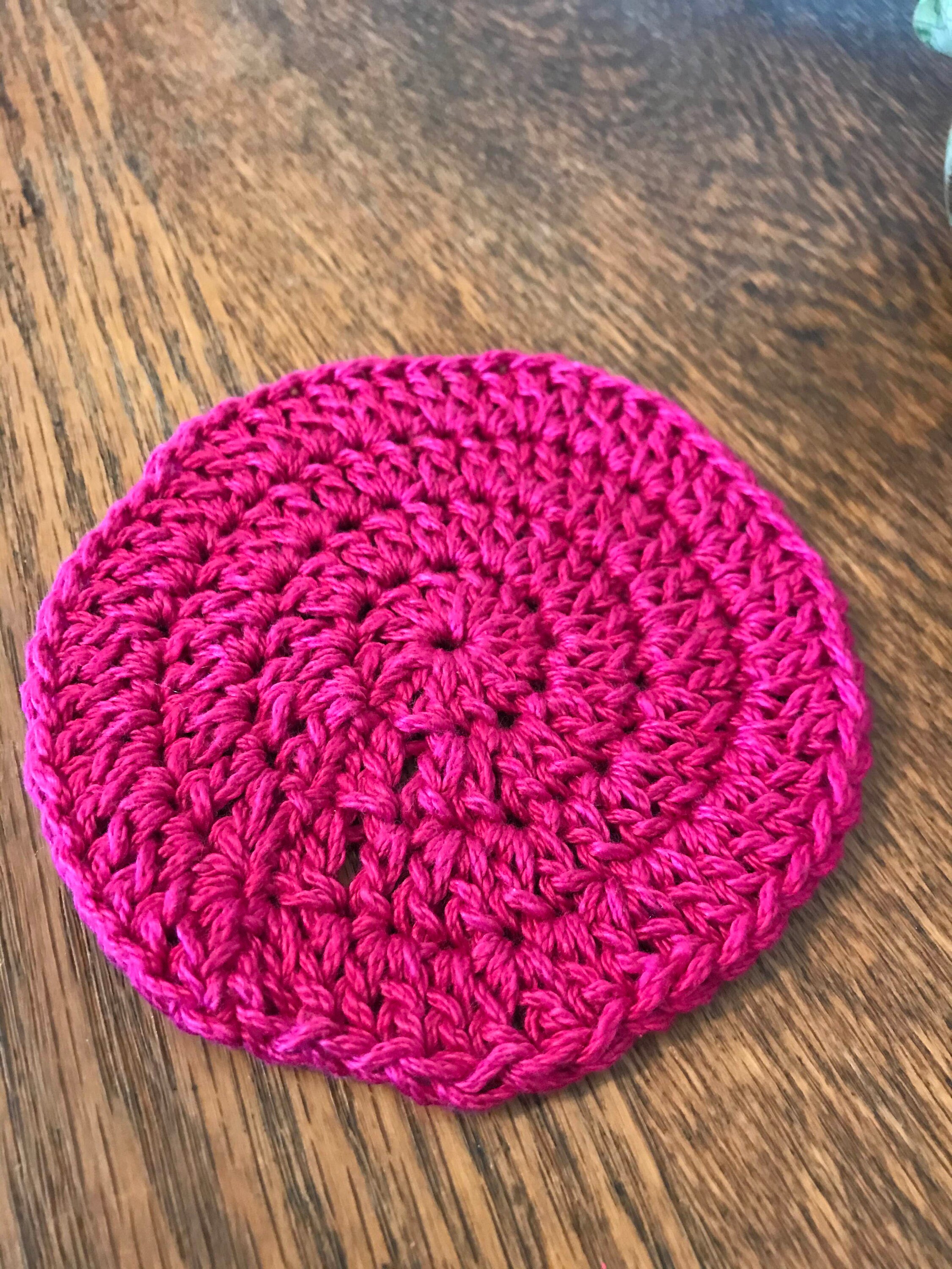 Set of 4 Crocheted Cotton Yarn Pink Coasters Etsy