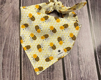 Summer Bandana Tie On Pet Bandana Just Buzzing Around Bee Dog Bandana Cat Bandana Bee Bandana Spring Dog Bandana