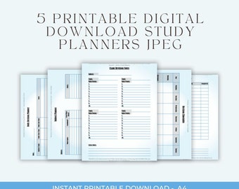 5 A4 Printable Digital Download Study Planners JPEG