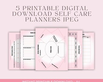 5 A4 Printable Digital Download JPEG Self Care Planners