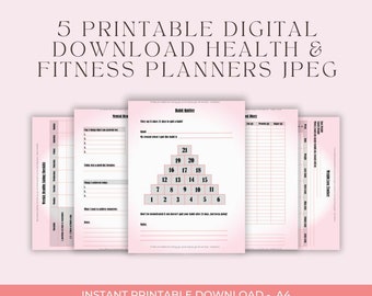 5 A4 Printable Digital Download JPEG Health & Fitness Planners