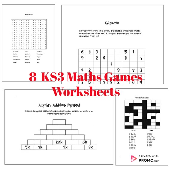 8 ks3 maths games worksheets digital download etsy