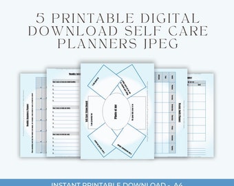 5 A4 Printable Digital Download JPEG Self Care Planners