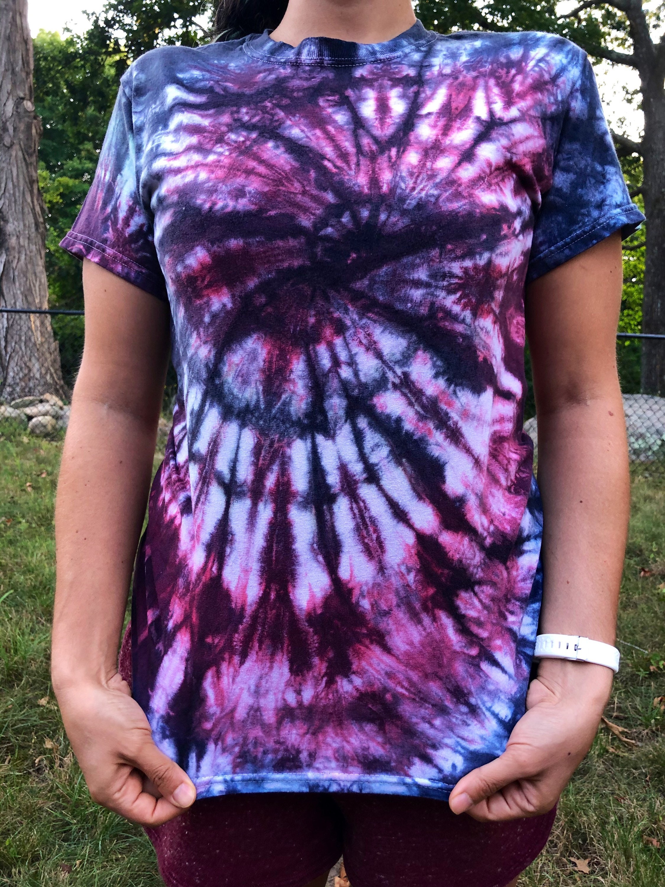 Upcycled hand Dyed Tie Dye Spiral Tee Adulto Unisex Pequeño Etsy