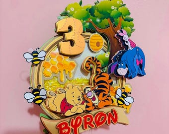 Winnie the Pooh Birthday Caketopper Pooh and Friends Baby Shower Classic Winnie the Pooh Custom First Birthday Party Winnie Pooh Decorations