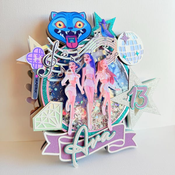 Kpop Caketopper Demon Hunters Caketopper Huntrix Birthday Party K-Pop Birthday Girl Custom Kpop demon hunters party theme