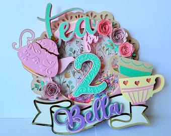 Tea for Two Cake Topper 2nd Birthday Cake Topper Girl Birthday Cake Ideas Tea Party Cake Topper Tea Party Birthday