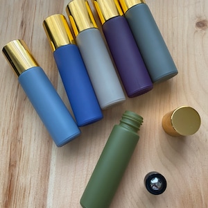 Essential Oils Glass Roller Bottles with Metal Roll-ons and Gold Caps, doterra, roller matte 10ml roll on bottle set