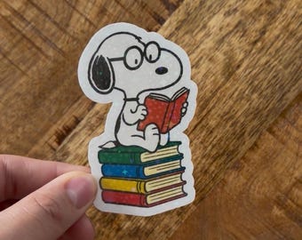 Bookworm Beagle Sticker - Holographic Options