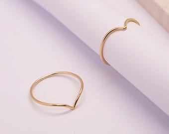 1mm 14K Gold Filled Chevron Ring, V Shaped Ring