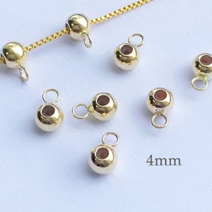 2 Pcs 4mm 14K Gold Filled Stopper Beads with Closed Ring, Silicone Bead, Gold Beads, Wholesale, Bulk