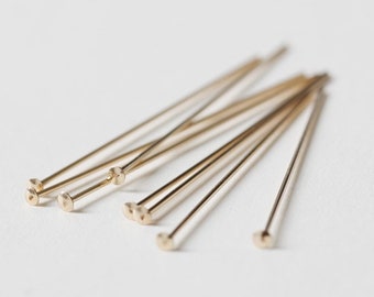 20 Pcs 22Gauge 1"/1.5"/2" 14K Gold Filled Cup End Head Pins, Head Pins With Flat Cup End, Wholesale, Bulk
