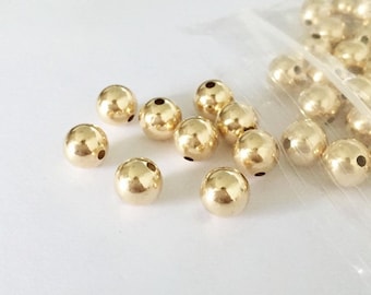Perles Rondes Lisses 8mm Or Jaune – 14 Carats Plaqué Or – Lot BalliSilver – Fabriquées Aux USA
