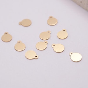3Pcs 5x6.2mm 14K Gold Filled Disc Charm With Ring Attached