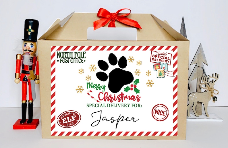 Christmas dog box personalised presents delivery build card Personalised Christmas Eve Dog Treat Box Xmas Gift Favour - Etsy UK