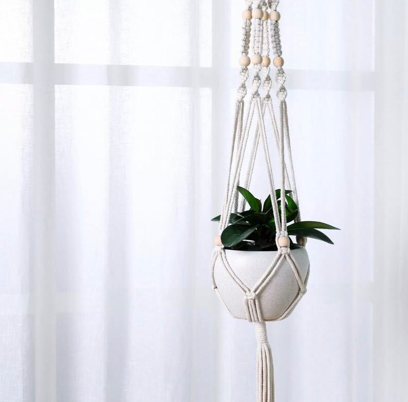 Large Macrame Plant Wall Hanging IndoorOutdoor Gardening Macrame Hangers Gift Macrame Plant Hanger 5 piece set with hooks Room decor