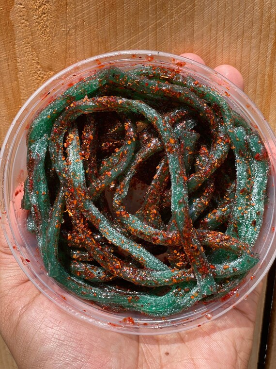 Spicy Chamoy Sour Green Apple Straws Dulces Enchilados Etsy